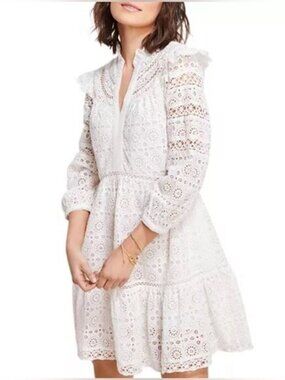 Vineyard Vines Eyelet Ruffle Mini Dress XS White